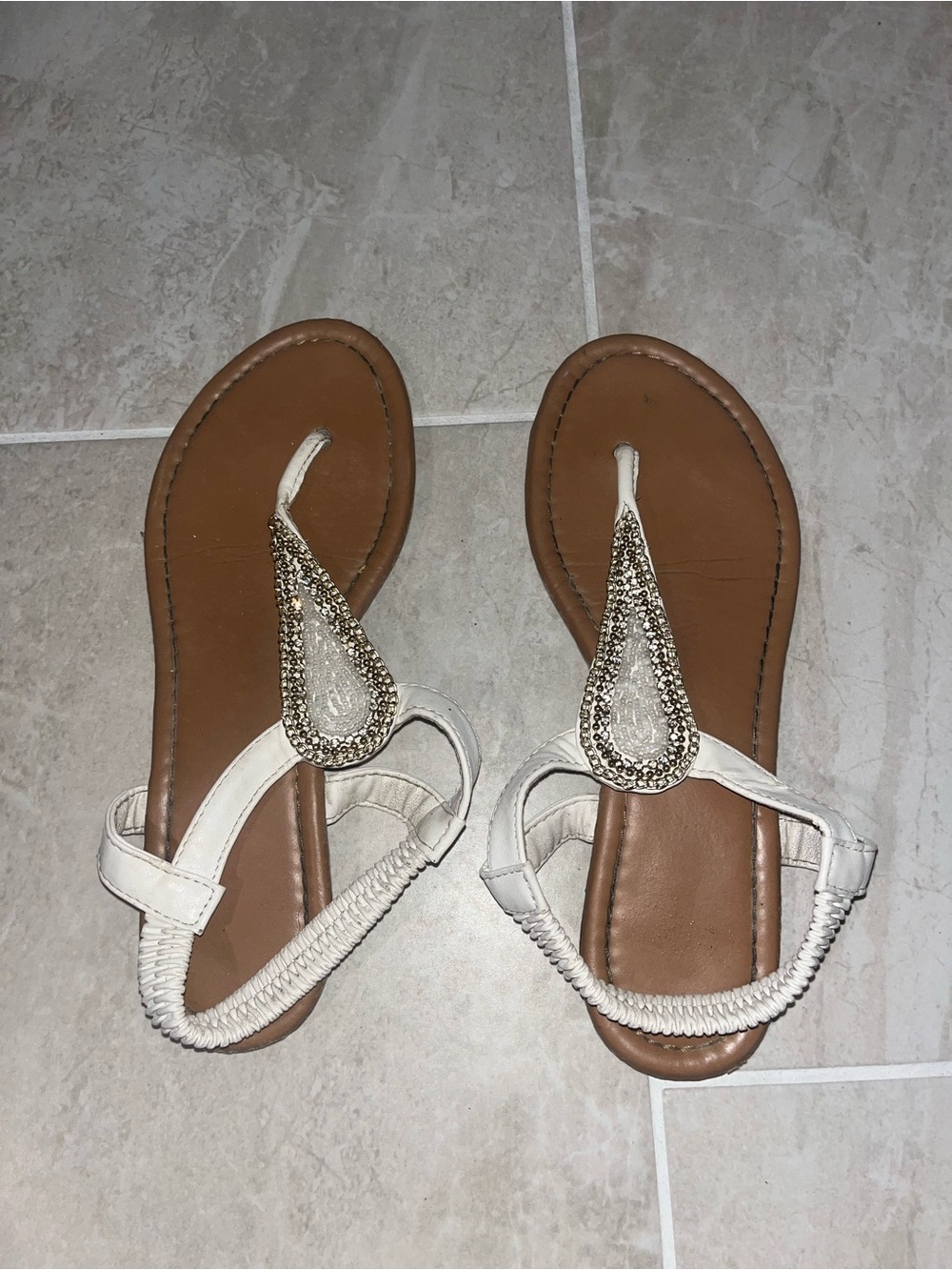 torrid White Teardrop Embellished T‑Strap Sandals